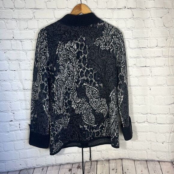 Pendleton Women’s Full Zip Jacket Sweater 100% Merino Wool Paisley Gray size S - Picture 6 of 9